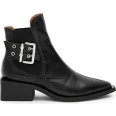 Ganni Buckle-embellished Leather Chelsea Boots Black