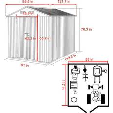 Outdoor storage shed Veikous VEIKOUS Outdoor Metal Storage Lockable Door Air Vents for 8x10 (Building Area )