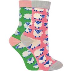 Bamboo Children's Clothing Pack Animal Socks Funky Pattern Crew Bamboo Socks Pink 2-3 Years