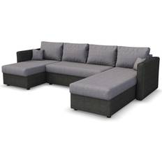 Schwarz - U-Sofas VICCO 1-VE1-22424 Sofa 290cm 5-Sitzer