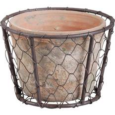 Pots, Plants & Cultivation Esschert Design AT10 Aged Terracotta Single Pot with Metal Basket