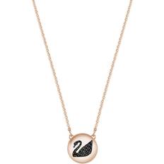 Swarovski Rose Gold Plated Charms & Pendants Swarovski Hall Swan Pendant Rose Gold Plating - Grey