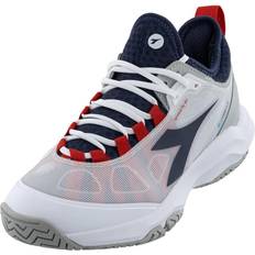 Diadora Racket Sport Shoes Diadora Men's Speed Blushield Fly Tennis Shoes White/Navy/Red