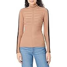 Morgan Women's Pull col roulé Bande Couleur Manche MENTOI Pullover Sweater, Mehrfarbig Camel/Noir Camel/Noir Herstellergröße: Tm