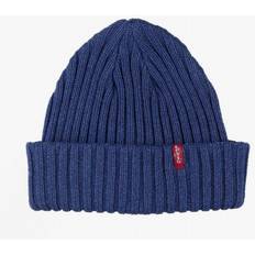 Levi's Blau Mützen Levi's Unisex Indigo Ribbed Beanie Strickmütze, Blau Dark Blue One