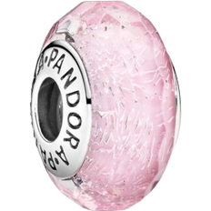 Pandora Faceted Murano Glass Charm - Silver/Pink