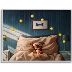 Stupell Industries Morning Dog Sleeping Eye Mask Bouncing Tennis Balls Framed Art