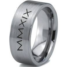 Jewelry Tungsten Gradutaing Class Of 2019 Roman Numerals Engraved Band Ring 8mm Men Women Comfort Fit Gray Flat Cut Brushed Polished