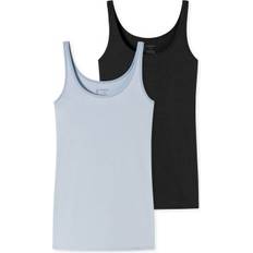 Schiesser Overdeler Schiesser 2P 95-5 Organic Tank Top Svart/Blå bomull Dame