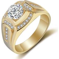 Cheap Men Rings Tlily 18K Gold Plated Ring Men's Wedding Engagement Zirconia Diamond Men's RingUS8