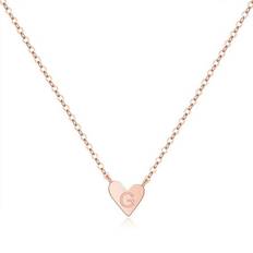 Children Necklaces Turandoss AUNOOL Gold Initial Necklaces for Women 14K Rose Gold Plated Dainty Tiny Letter Heart Pendant Necklace for Little Girls Children Kids