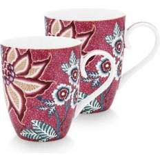 PiP Studio Coffret 2 Grand Mug Flower Festival Framboise 350 ml Tasse 35cl