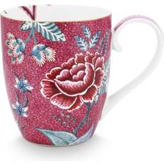 PiP Studio Flower Festival Mugg XL 45cl Mörkrosa