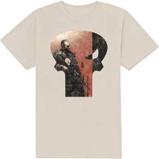 Natural - Unisex T-shirts Marvel Punisher Skull Outline Character T Shirt - White