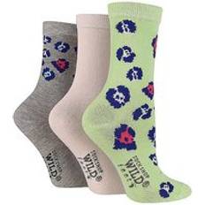 SockShop Bambù Calzini SockShop Ladies Pair Wildfeet Patterned Bamboo Animal Green Pink Grey 4-8 Assorted