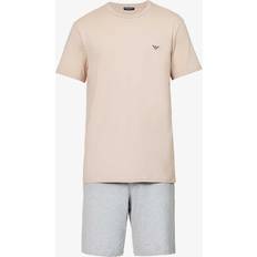 Beige - Herr Pyjamasar Armani Emporio Herr Endurance Short pyjamasset för män 2-pack Rep/melerad grå