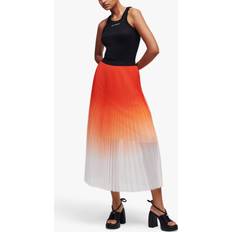 Karl Lagerfeld Mesh Ombre Pleated Skirt, Red