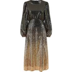 Yumi Sequin Ombre Long Sleeve Midi Dress