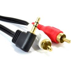 Kenable Right Angle Jack to 2 RCA Phono Gold 3m