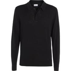 Calvin Klein Polo Shirts Calvin Klein Merino Long Sleeve Polo Shirt Navy, Black, S, Men Black