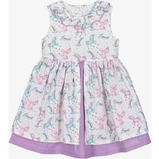 Powell Craft Girls White Cotton Dress Purple 1-2 year