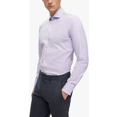 HUGO BOSS Purple Clothing HUGO BOSS Mens Purple Slim-fit Stretch Cotton-twill Shirt