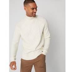 Men - Natural Jumpers Threadbare 'Ayres' Turtle Neck Cable Knit Jumper Natural