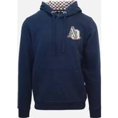 Aquascutum Jumpers Aquascutum Mens AQ 1851 Patch Logo Navy Blue Hoodie
