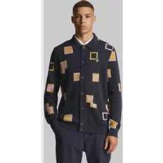 Lyle & Scott Trøjer Lyle & Scott Square Knit Cardigan Mørkeblå