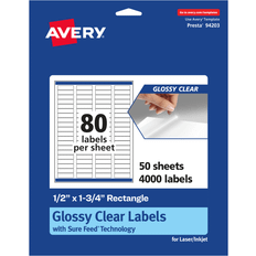 Office Supplies Avery Glossy Clear Rectangle Labels with Sure Labels Laser/Inkjet Printable Labels