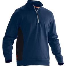 Jobman XXL, Navy/Black Mens Half Zip Sweatshirt Blue