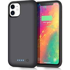 Battery Case for iPhone 11, Upgraded 6800mAh Extended Rechargeable Charging Case Protective Portable Battery Pack for iPhone 11 External Charging Cover 6.1 inch Smart Case Black