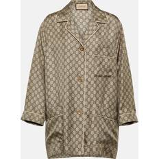 Gucci Shirts Gucci GG Supreme oversized silk shirt brown