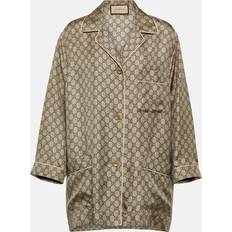 Gucci Shirts Gucci Gg Supreme Silk Shirt - Brown