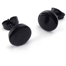 Men Earrings Jojomino Jewelry Men's Earrings, 10mm Circle Ear Studs, 2pcs 1 Pair Stainless Steel, Black