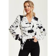 Liquorish Tiger Print Wrap Top With Long Sleeves Multi