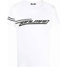 Balmain Man T-shirts Balmain Men's 3D Flocked Logo T-Shirt in White Regular/36