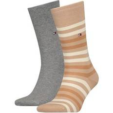 Tommy Hilfiger Fabric Clothing Tommy Hilfiger Mens 2-Pack Duo Stripe Socks Beige 9-12