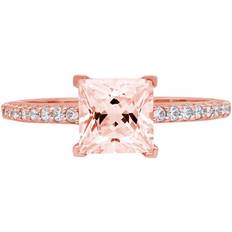 1.66ct princess cut pink simulated diamond 18k rose gold anniversary engagement ring