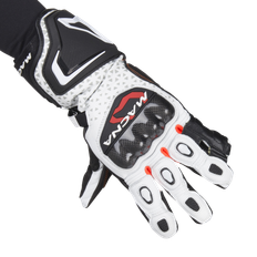 Hvid Motorcykelhandsker Macna Guantes de Moto Track R Blanco-Rojo