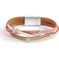 Colorful Braided Leather Bracelet Charm Boho Crystal Beads Wide Wrap Bracelets Cuff Bangles Femmle Jewelry Multicoloured