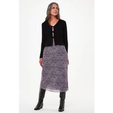 Viscose Skirts Whistles Daisy Field Side Button Skirt, Purple/Multi