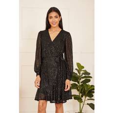 Synthetic Dresses Yumi Sequin Frill Wrap Dress