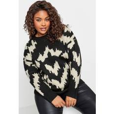 Fabric - Women Jumpers Yours Abstract Pattern Knitted Jumper Black 30-32