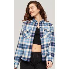 Superdry Women Shirts Superdry Women's Lumberjack Check Flannel Shirt Blue