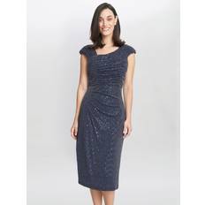 Polyamide Dresses Gina Bacconi Celia Metallic Sleeveless Dress, Navy/Silver