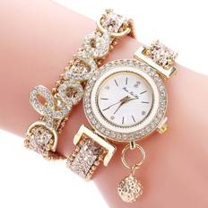 ChaoChuang Fashion Multi-layer Bracelet Alloy Crystal Love Letter Band Wristwatch