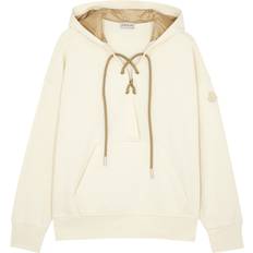 Moncler Hoodies Jumpers Moncler Lace-up Hooded Cotton-blend Sweatshirt Ivory