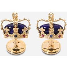 Gold Cufflinks Dolce & Gabbana Crown yellow gold cufflinks with lapis lazzuli