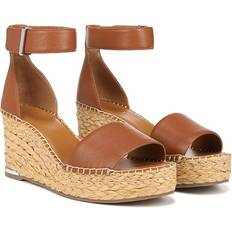 Franco Sarto Clemens Espadrille Wedge Sandals Cognac Brown Leather Cognac Brown Leather